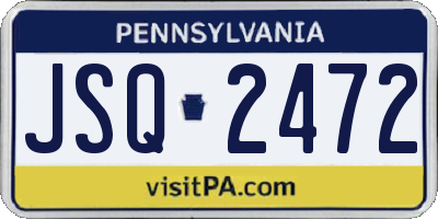 PA license plate JSQ2472