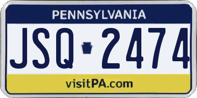 PA license plate JSQ2474