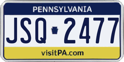 PA license plate JSQ2477