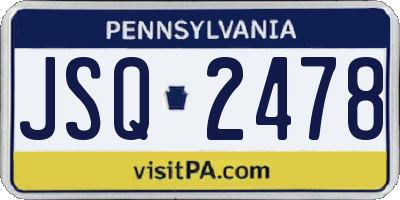 PA license plate JSQ2478