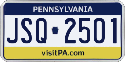 PA license plate JSQ2501