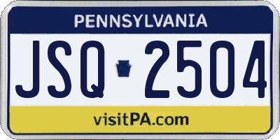 PA license plate JSQ2504