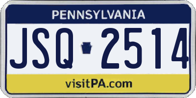 PA license plate JSQ2514
