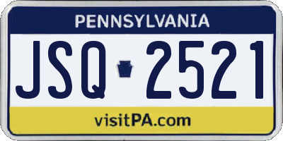 PA license plate JSQ2521