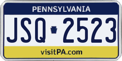 PA license plate JSQ2523