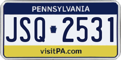 PA license plate JSQ2531