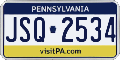 PA license plate JSQ2534