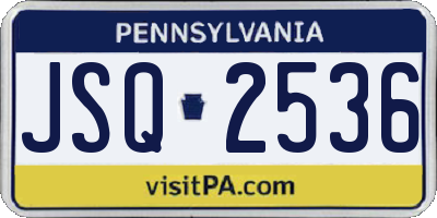 PA license plate JSQ2536