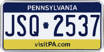 PA license plate JSQ2537