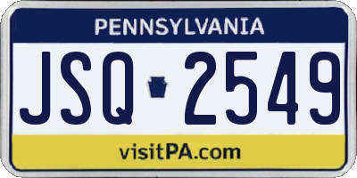 PA license plate JSQ2549