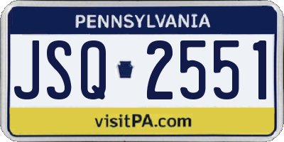 PA license plate JSQ2551