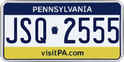 PA license plate JSQ2555