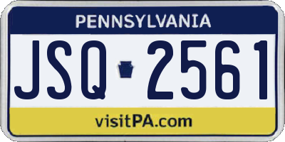 PA license plate JSQ2561