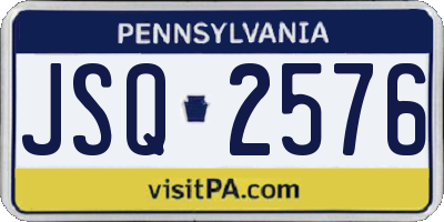 PA license plate JSQ2576