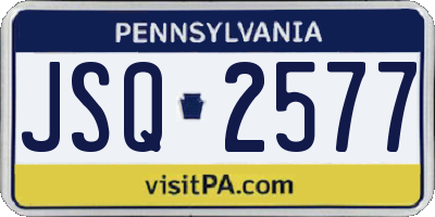 PA license plate JSQ2577