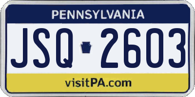PA license plate JSQ2603