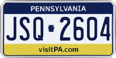 PA license plate JSQ2604