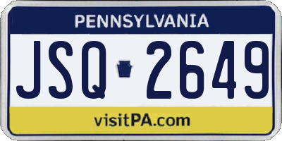 PA license plate JSQ2649