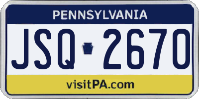 PA license plate JSQ2670