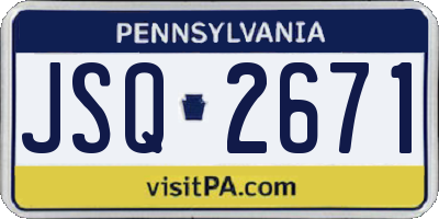 PA license plate JSQ2671