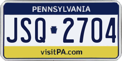PA license plate JSQ2704