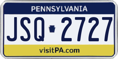 PA license plate JSQ2727
