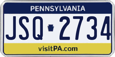 PA license plate JSQ2734