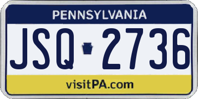 PA license plate JSQ2736