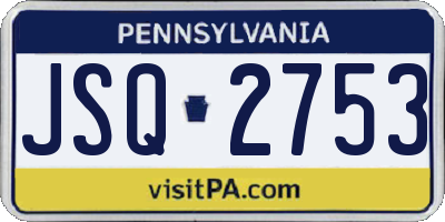 PA license plate JSQ2753