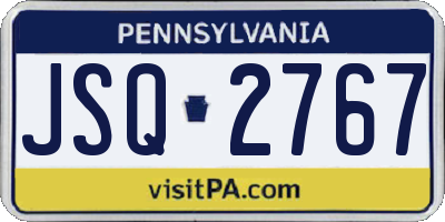 PA license plate JSQ2767