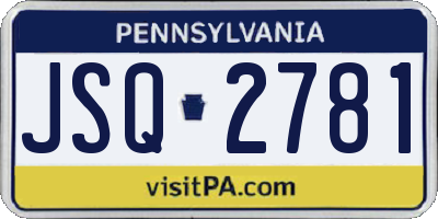 PA license plate JSQ2781