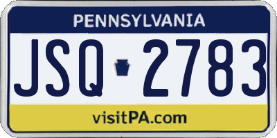PA license plate JSQ2783