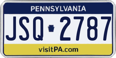 PA license plate JSQ2787