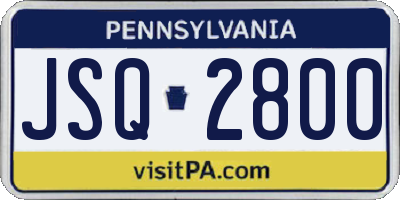PA license plate JSQ2800