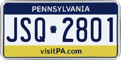 PA license plate JSQ2801