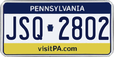 PA license plate JSQ2802