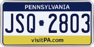 PA license plate JSQ2803