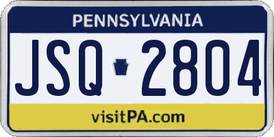 PA license plate JSQ2804
