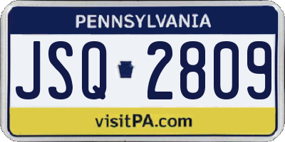 PA license plate JSQ2809