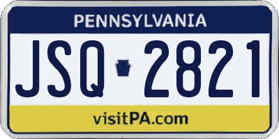 PA license plate JSQ2821
