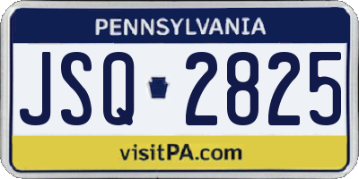 PA license plate JSQ2825