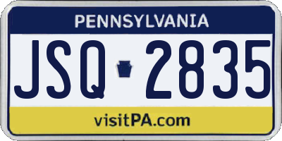 PA license plate JSQ2835