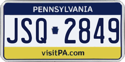 PA license plate JSQ2849