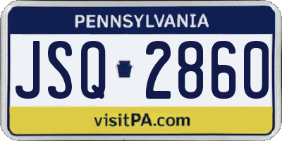 PA license plate JSQ2860