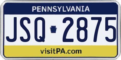 PA license plate JSQ2875