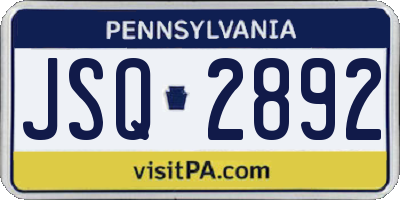 PA license plate JSQ2892