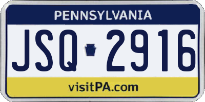 PA license plate JSQ2916
