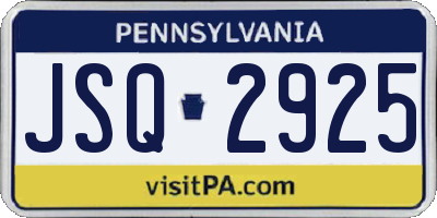 PA license plate JSQ2925