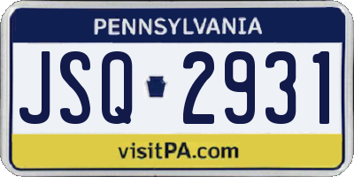 PA license plate JSQ2931