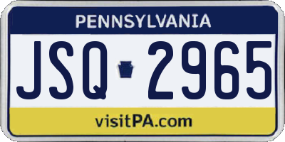 PA license plate JSQ2965